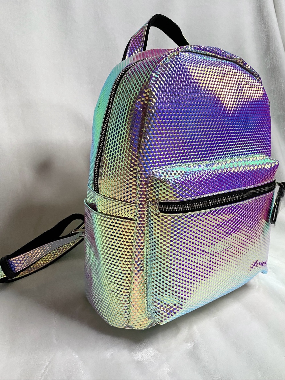 Holographic Color Shift Cyber Rave Mini Backpack - Picture 10 of 13